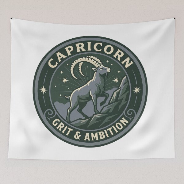 Item preview, Capricorn Grit & Ambition Vintage Zodiac Sea-Goat Emblem designed and sold by VandalMuse.