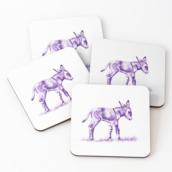 Item preview, Drawing of a standing donkey - colorized purple blue version designed and sold by SylvieG18.