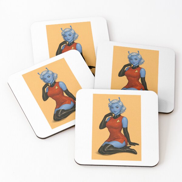 Item preview, Blue alien maiden in Officer Star Commander Uniform designed and sold by SilkPinupStudio.