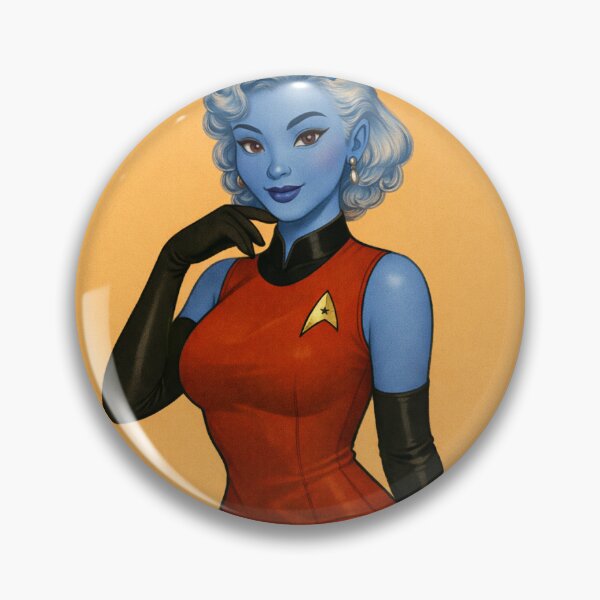 Item preview, Blue alien maiden in Officer Star Commander Uniform designed and sold by SilkPinupStudio.