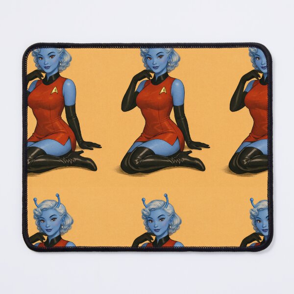 Item preview, Blue alien maiden in Officer Star Commander Uniform designed and sold by SilkPinupStudio.
