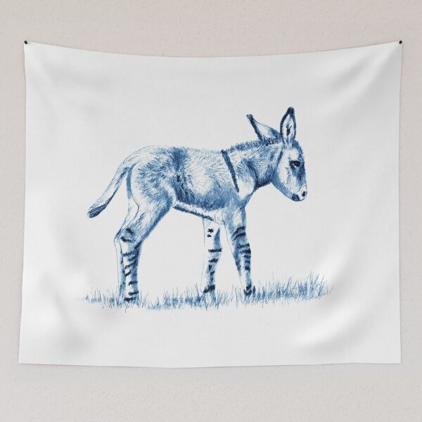 Item preview, Drawing of a standing donkey - blue colorized version designed and sold by SylvieG18.
