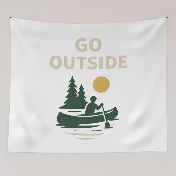 Item preview, Vintage Nature Canoe Adventure with Go Outside Quote. designed and sold by The-T-In-Retro.