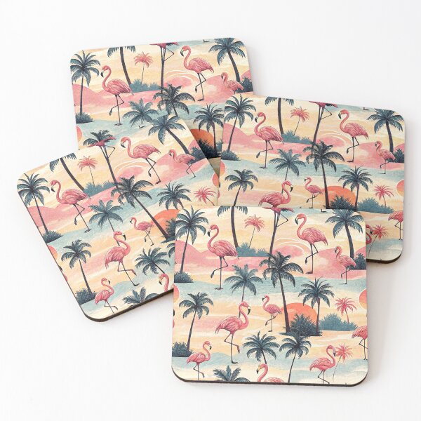 Item preview, Tropical Flamingo Palm Tree Seamless Pattern Digital Paper designed and sold by KlarkiteTees.