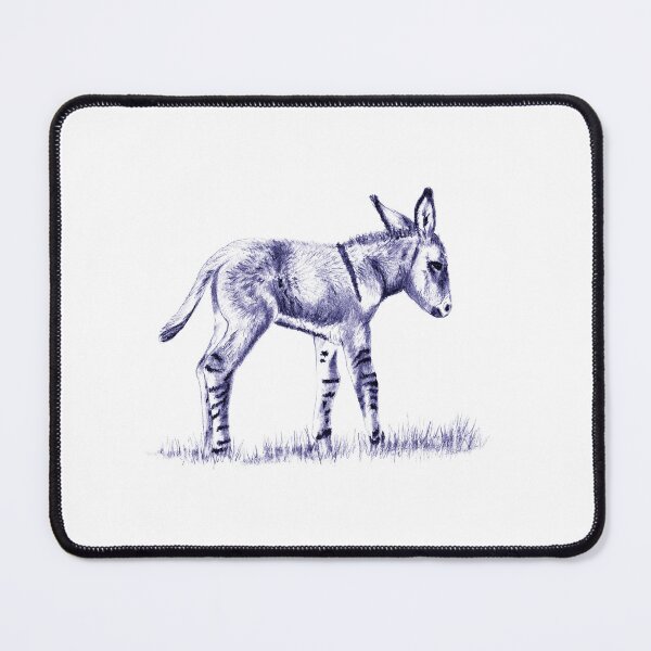 Item preview, Drawing of a standing donkey - navy blue colorized version designed and sold by SylvieG18.