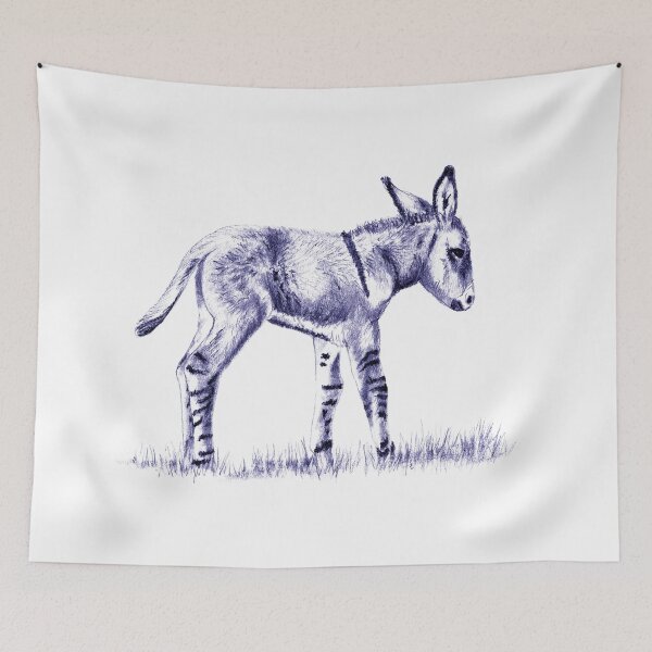 Item preview, Drawing of a standing donkey - navy blue colorized version designed and sold by SylvieG18.