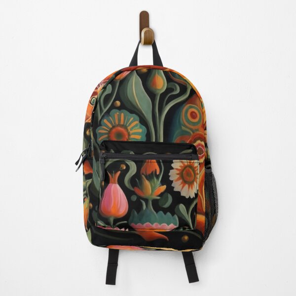 Item preview, Folk Art Cat in Garden Floral Pattern designed and sold by Ed & Harmony.