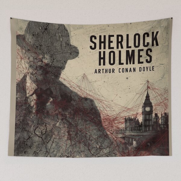 Item preview, Sherlock Holmes - Vintage Crime Map & Red String Conspiracy Art designed and sold by Juuskus.