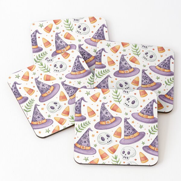 Item preview, Halloween Witch Hats Skulls Seamless Pattern Digital Paper designed and sold by KlarkiteTees.