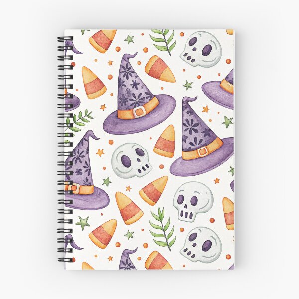 Item preview, Halloween Witch Hats Skulls Seamless Pattern Digital Paper designed and sold by KlarkiteTees.