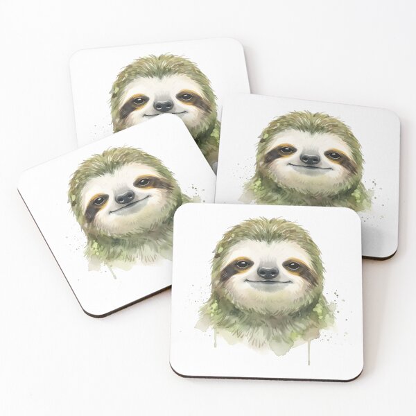 Item preview, Cute Watercolor Sloth Illustration | Smiling Sloth Art designed and sold by Senkov.