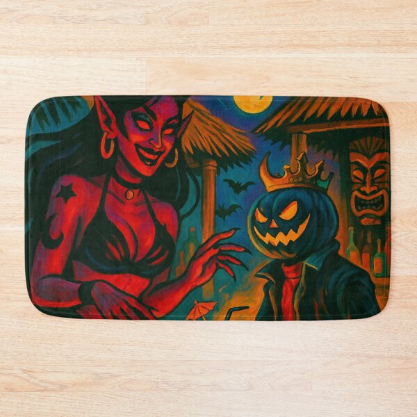 Item preview, Headless Horseman Tiki Night with Devil Woman: Gothic Tropical Fantasy Art designed and sold by TheHorsemanRidesAgain.