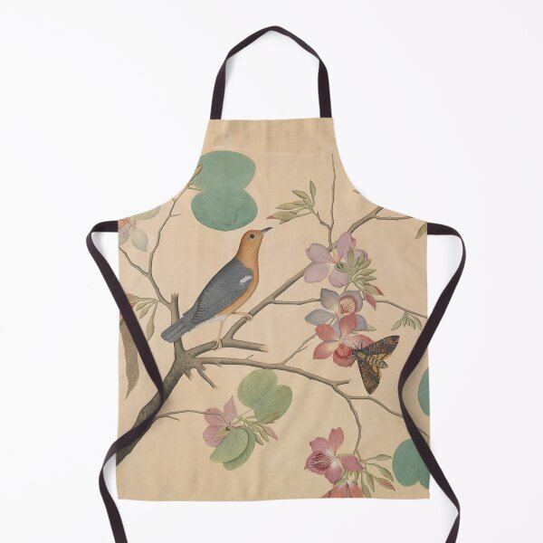 Item preview, Orange-Headed Ground Thrush and a Death's-Head Moth on a Purple Ebony Orchid Branch designed and sold by AnimaliaStar.
