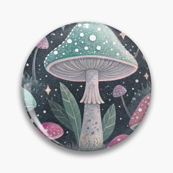 Item preview, Magical enchanted dark night forest - pink and mint green mushrooms designed and sold by Fantasy Cache.
