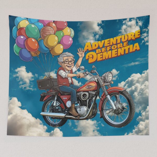 Item preview, Adventure Before Dementia – Old Man Riding a Harley Through the Sky designed and sold by Chippychips1.