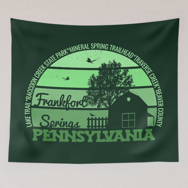 Item preview, Frankfort Springs Pennsylvania Sunset Retro Vintage Local Pride Logo designed and sold by CRHPOD20.