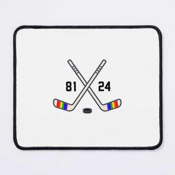 Item preview, Heated Rivalry pride tape hockey sticks - 81 and 24, Ilya Rozanov, Shane Hollander, Hollanov, Boston Raiders, Montreal Metros, rainbow designed and sold by RosefinchArt.
