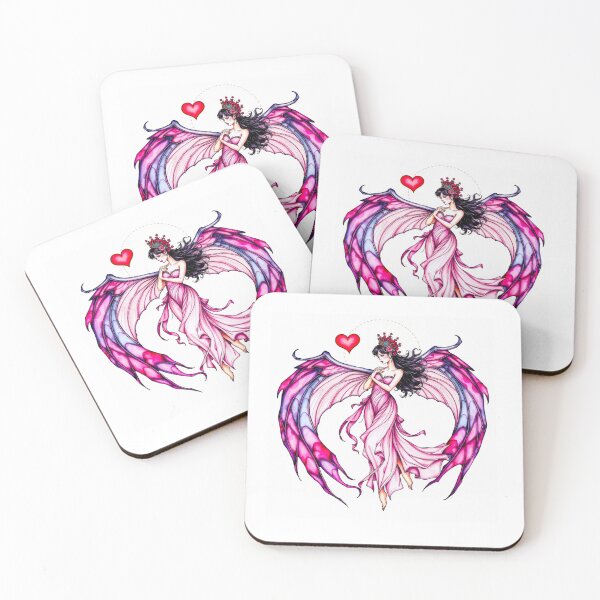 Item preview, Valentine Fairy Queen | Pink Gothic Wings Heart Crown Romantic Fantasy designed and sold by FaerieFusion.