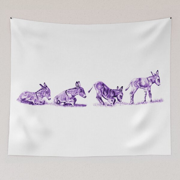 Item preview, Drawings of a donkey standing up - purple-blue colored version designed and sold by SylvieG18.