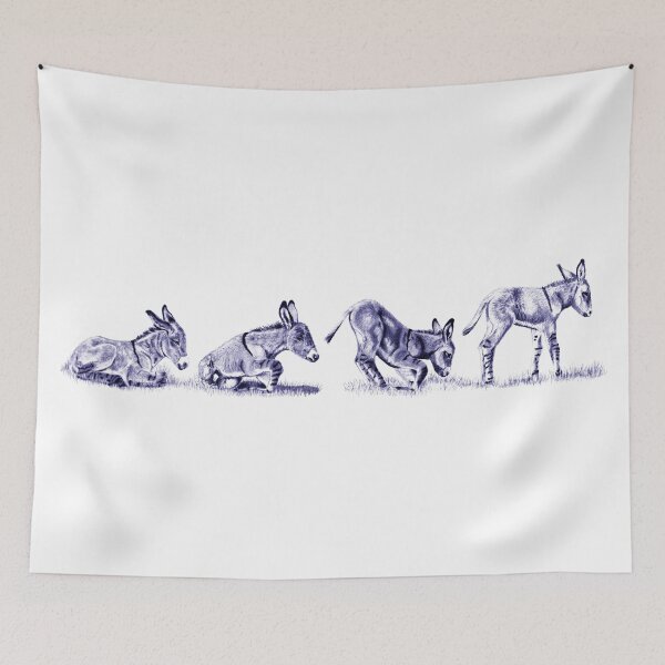 Item preview, Drawings of a donkey standing up - navy blue colorized version designed and sold by SylvieG18.