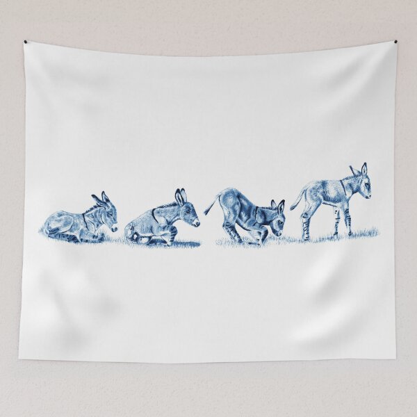 Item preview, Drawings of a donkey standing up - blue colorized version designed and sold by SylvieG18.