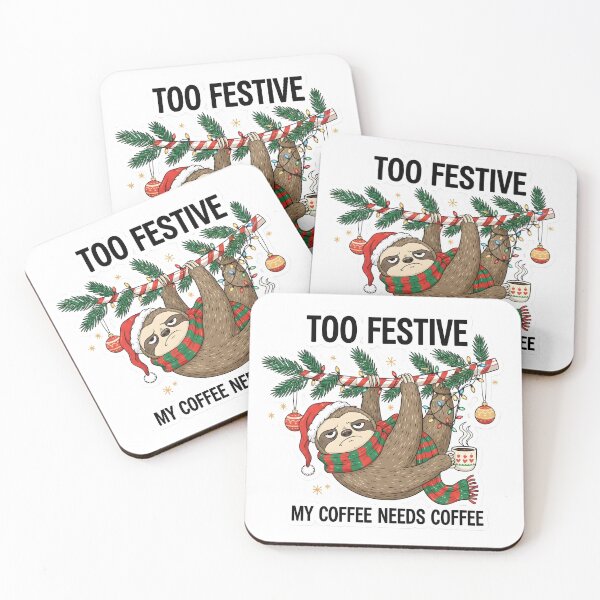 Item preview, Tired Christmas Sloth - Holiday Coffee Lover Design designed and sold by The Grumpy Pet Club.
