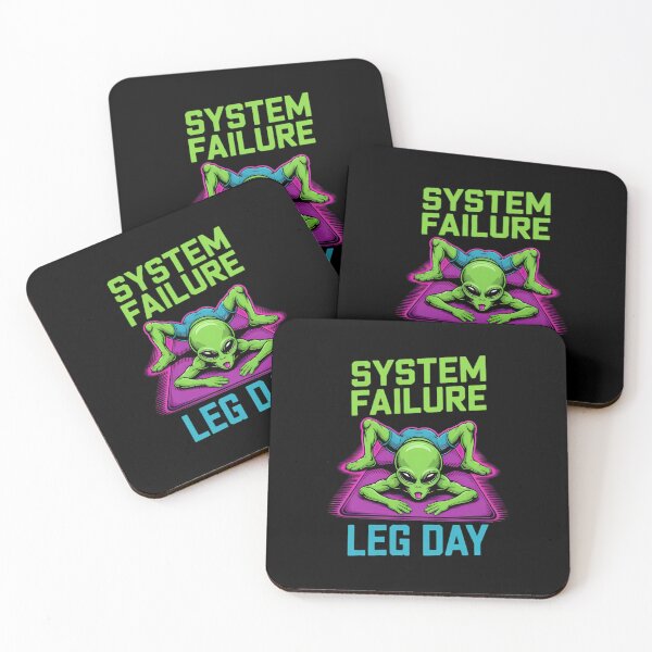 Item preview, System Failure Leg Day - Retro Sci-Fi Alien - Neon Gym Streetwear designed and sold by Planet Sarcasm.