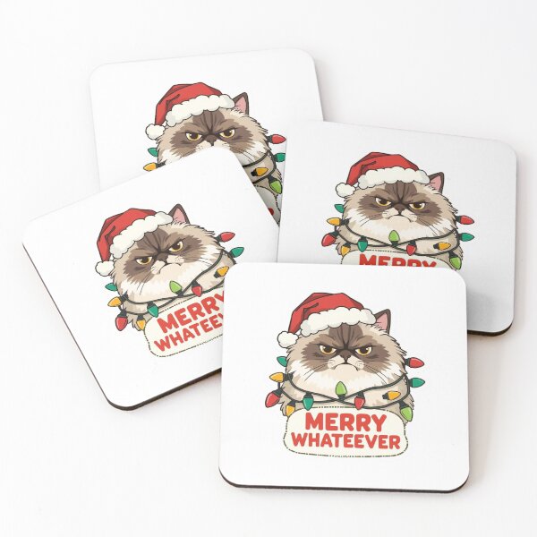 Item preview, Merry Whatever Grumpy Cat - Funny Christmas Lights Sticker designed and sold by The Grumpy Pet Club.