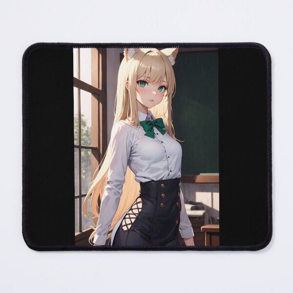 Item preview, Kawaii Blonde Anime Cat Girl – Aesthetic Neko Student in Classroom Art designed and sold by iloveanimechibi.