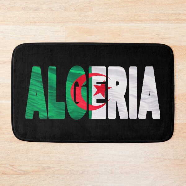 Artikelvorschau, ALGERIEN – Flagge im Wind, Buchstaben ausgeschnitten – Souvenir-Aufkleber-Shirt entworfen und verkauft von Adam Gormley.
