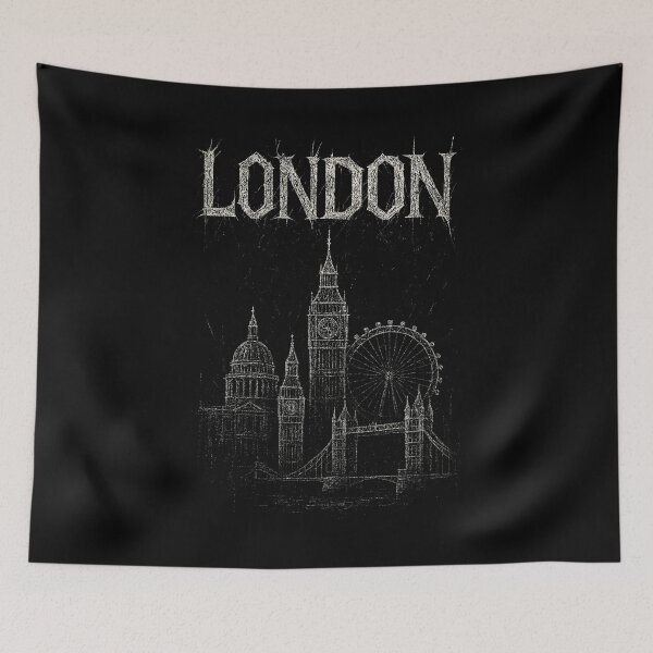 Item preview, London Skyline Scratch Grunge Art – Big Ben, London Eye & City Landmarks designed and sold by Mortisigil.