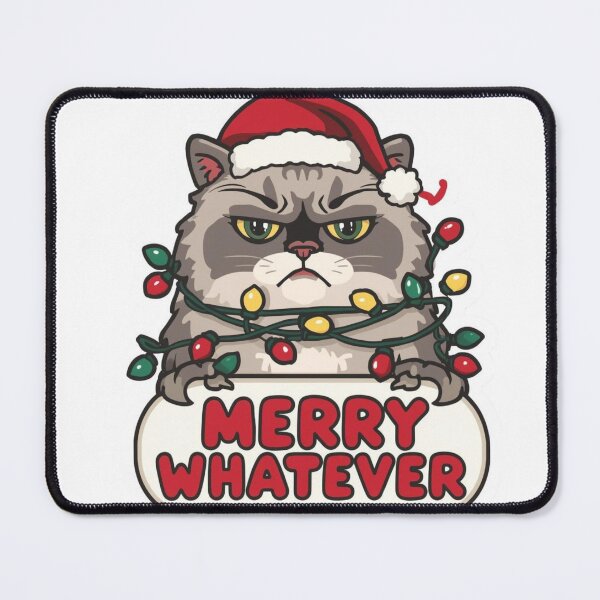 Item preview, Sarcastic Holiday Cat - Merry Whatever Anti-Christmas designed and sold by The Grumpy Pet Club.