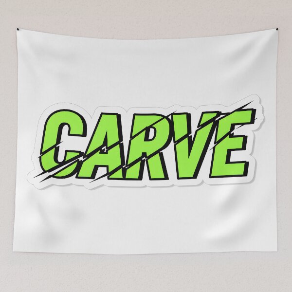 Item preview, Lime green Carve text sticker with black slash marks designed and sold by homydesign.