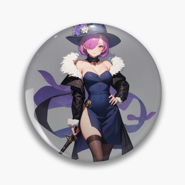 Item preview, Elegant Anime Battle Mage – Purple Haired Sorceress in Navy Dress & Witch Hat designed and sold by iloveanimechibi.