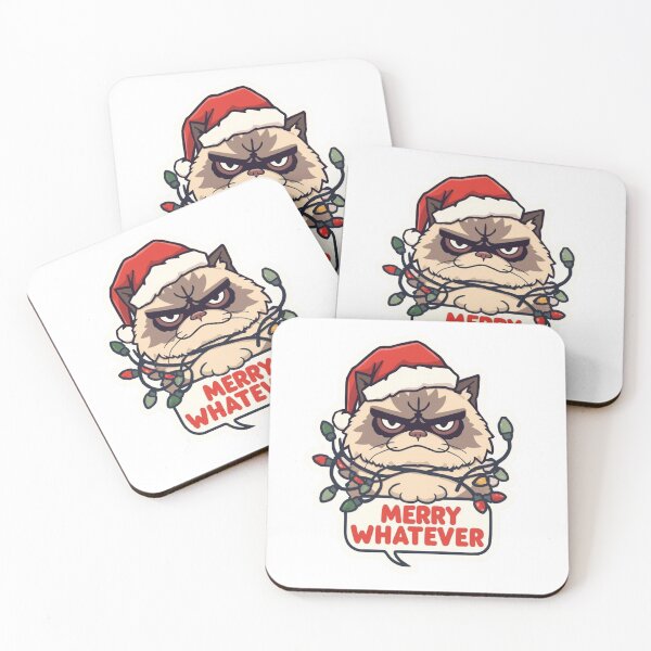 Item preview, Fluffy Grumpy Cat - Merry Whatever Christmas Meme designed and sold by The Grumpy Pet Club.