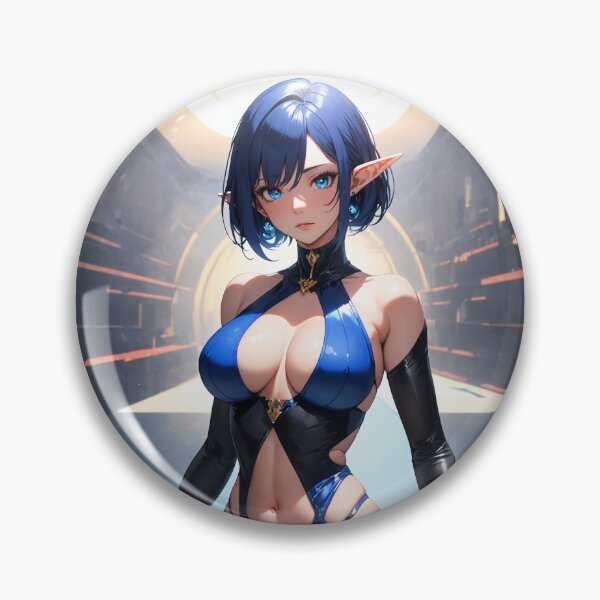 Item preview, Cyberpunk Elf Assassin – Blue Haired Sci-Fi Warrior Anime Art designed and sold by iloveanimechibi.