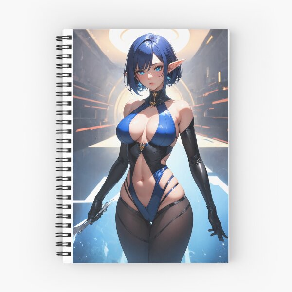 Item preview, Cyberpunk Elf Assassin – Blue Haired Sci-Fi Warrior Anime Art designed and sold by iloveanimechibi.