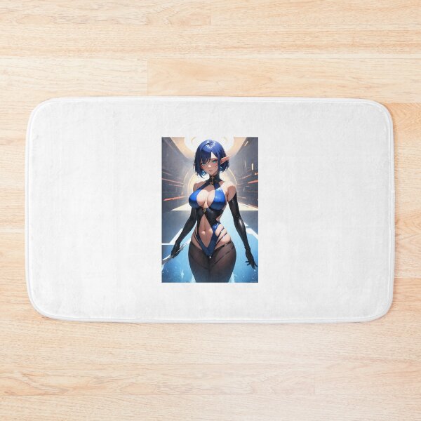 Item preview, Cyberpunk Elf Assassin – Blue Haired Sci-Fi Warrior Anime Art designed and sold by iloveanimechibi.