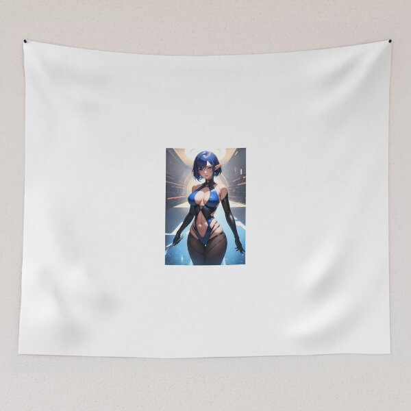 Item preview, Cyberpunk Elf Assassin – Blue Haired Sci-Fi Warrior Anime Art designed and sold by iloveanimechibi.