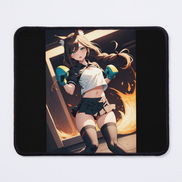 Item preview, Fiery Fox Girl Boxer – Kawaii Kitsune Anime Fighter in Boxing Gloves designed and sold by iloveanimechibi.