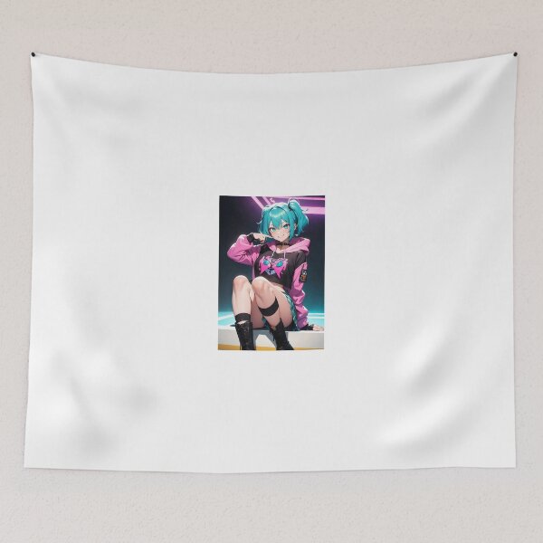 Item preview, Kawaii Cyberpunk Gamer Girl – Teal Twintails Anime Girl in Pink Hoodie designed and sold by iloveanimechibi.
