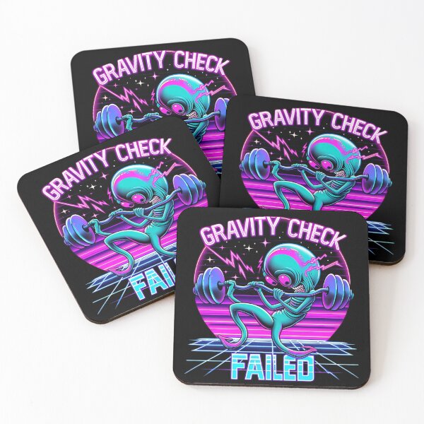 Item preview, Gravity Check - Funny Alien Bench Press Fail - Retro Gym Humor designed and sold by Planet Sarcasm.