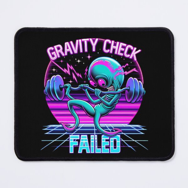 Item preview, Gravity Check - Funny Alien Bench Press Fail - Retro Gym Humor designed and sold by Planet Sarcasm.