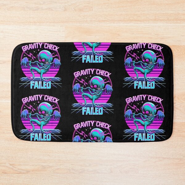 Item preview, Gravity Check - Funny Alien Bench Press Fail - Retro Gym Humor designed and sold by Planet Sarcasm.
