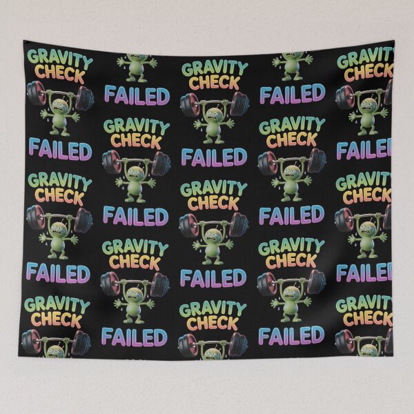 Item preview, Gravity Check - Funny Alien Overhead Press Fail - Gym Workout Humor designed and sold by Planet Sarcasm.