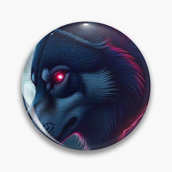 Item preview, wolf head blended with neon cyberpunk lines and renaissance painting textures designed and sold by inkadventure.