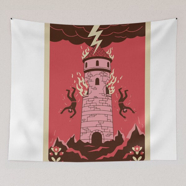 Item preview, The Tower Tarot Card - Retro Vintage Destruction Art designed and sold by Cynthia8a.