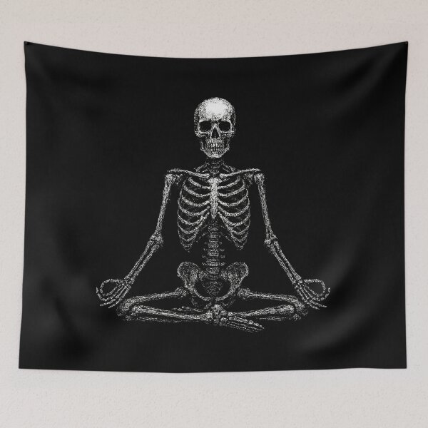 Item preview, Meditating Skeleton – Yoga Bones Distressed Grunge Art designed and sold by Mortisigil.