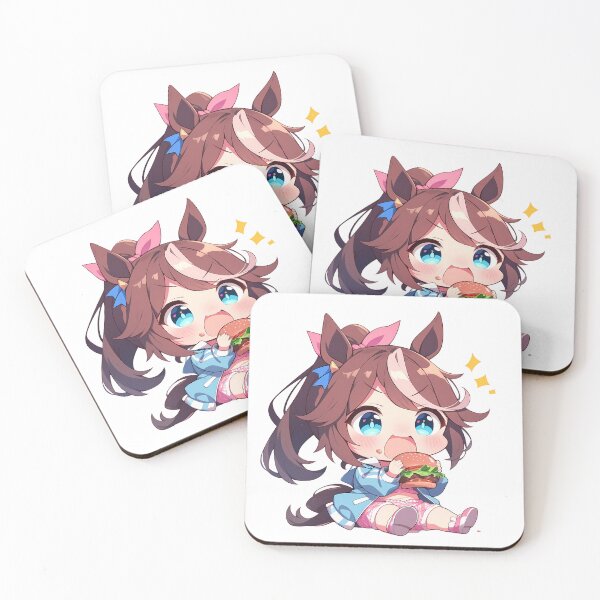 Item preview, Tokai Teio Uma Musume Pretty Derby Anime Girl Chibi Kawaii Burger Excited Cute Moment designed and sold by mildaclairmo.