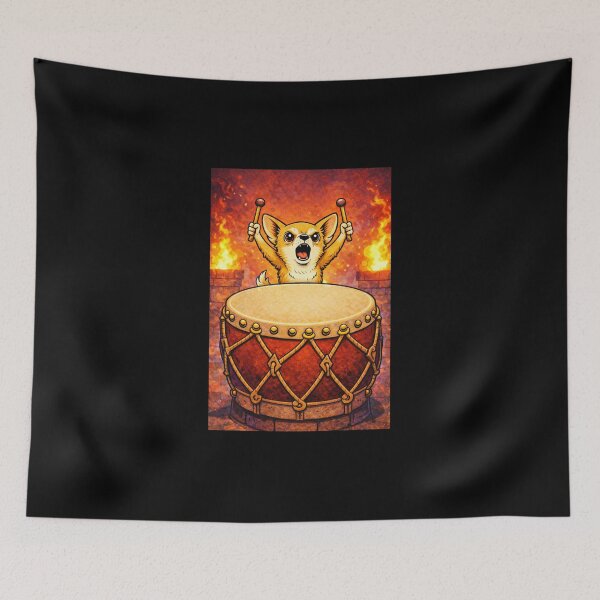 Item preview, Chihuahua Medieval Dogs – War Drum Herald – Gift for Chihuahua Lovers • Retro Fantasy Illustration • Vintage Halftone designed and sold by JacobKAurumhead.